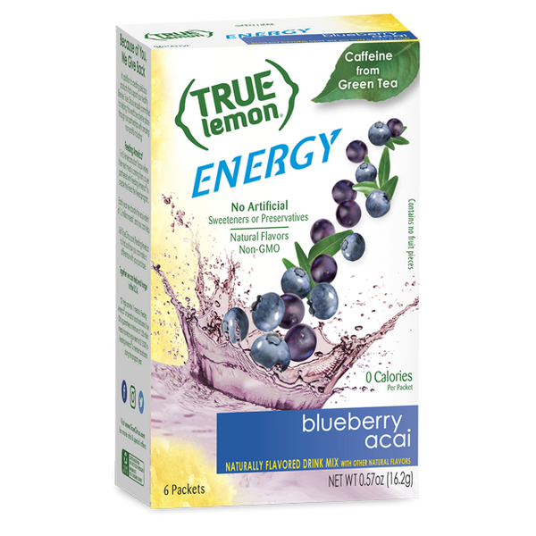 True Lemon Energy Naturally Flavored Drink Mix ZERO CALORIE Blueberry Acai