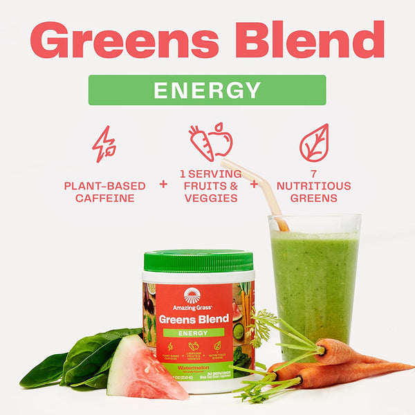 Green Superfood Powder- ENERGY Watermelon- 30 Servings