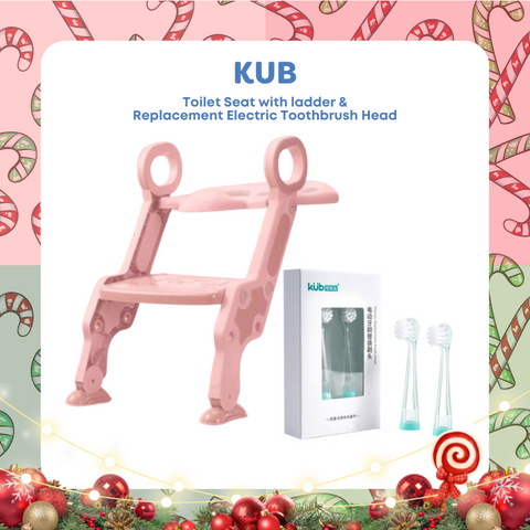 Pink Toilet seat With Ladder + Replacement Electric Toothbrush Heads