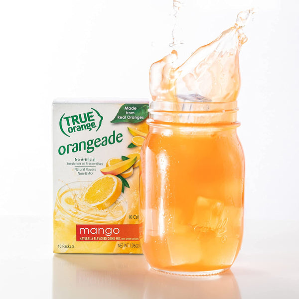 True Orange Orangeade Naturally Flavored Drink Mix ONLY 10 CALORIES - 10 Packets ORANGE MANGO