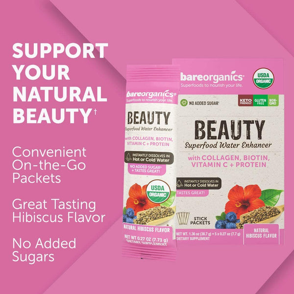 On-the-Go Organic Vegan BEAUTY Superfood Water Enhancer - 5 Sticks