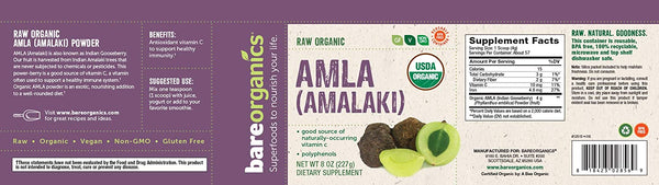 USA-Imported Raw Organic Amla Powder (Indian Gooseberry) - 8oz - 227g