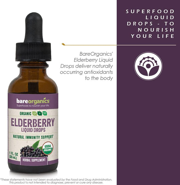 Organic Elderberry (Immunity) Liquid Herbal Drops - 1fl oz - 30ml