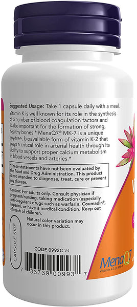 MK-7 Vitamin K-2 (100mcg) - 120 Veggie Capsules