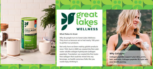 Great Lakes Wellness Collagen Peptides Powder Vanilla Flavor 22 Servings (10oz)