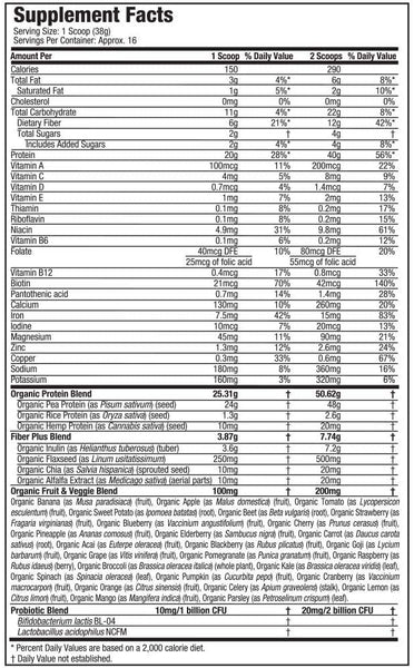 Organic Protein Plant-Based Nutritional Shake - 1.5lbs - Decadent Chocolate