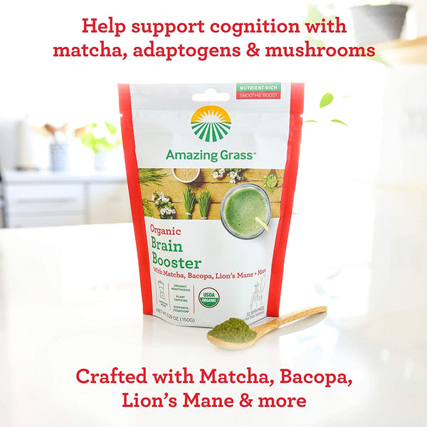 Organic Brain Support - Matcha | Bacopa | Lion's Mane 30 Servings