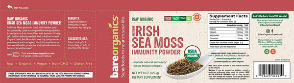 USA-Imported Raw Organic Irish Moss Powder - 8oz - 227g