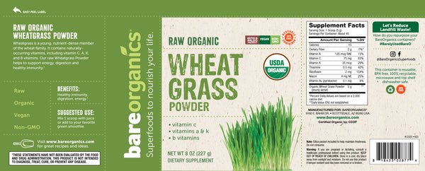 USA-Imported Raw Organic Wheatgrass Powder - 8oz - 227g