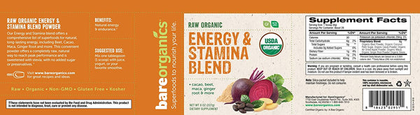 USA-Imported Raw Organic Energy & Stamina Blend Powder - 8oz - 227g