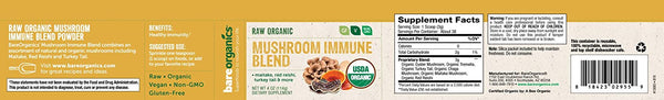 USA-Imported Raw Organic Mushroom Immune Blend Powder - 4oz - 114g