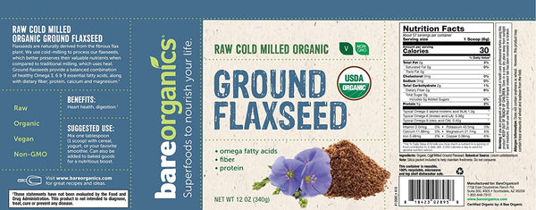 USA-Imported Raw Organic Flaxseed (Cold Milled Ground) - 8oz - 227g