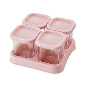 Glass Food Container Set (2*60ml+2*120ml) - Pink