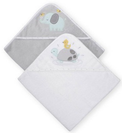 2pcs. Elephant & Turtle Hooded Towel