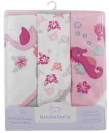 3pcs. Seahorse & Flamingo Hooded Towel