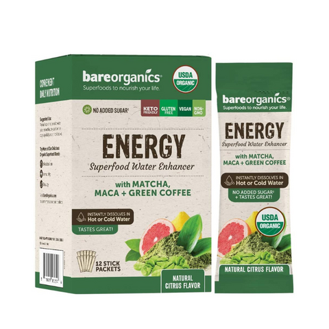 On-the-Go Organic Vegan ENERGY Superfood Water Enhancer - 12 Sticks