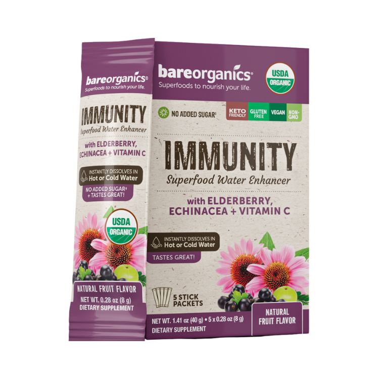 On-the-Go Organic Vegan IMMUNITY Superfood Water Enhancer - 5 Sticks