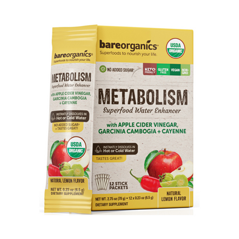 On-the-Go Organic Vegan METABOLISM Superfood Water Enhancer - 12 Sticks