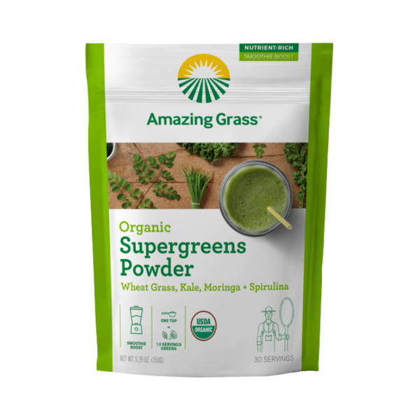 Organic Supergreens Powder - Wheat Grass | Kale | Moringa | Spirulina 30 Servings