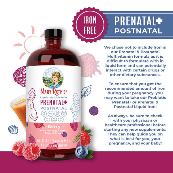 VEGAN Prenatal & Postnatal Liquid Multivitamin (32oz) - Berry