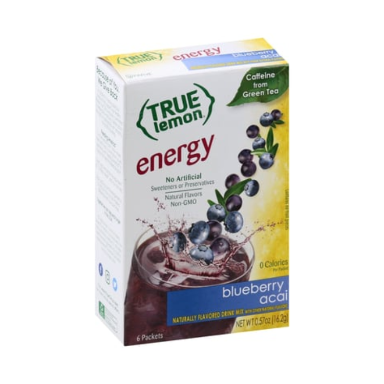 True Lemon Energy Naturally Flavored Drink Mix ZERO CALORIE Blueberry Acai