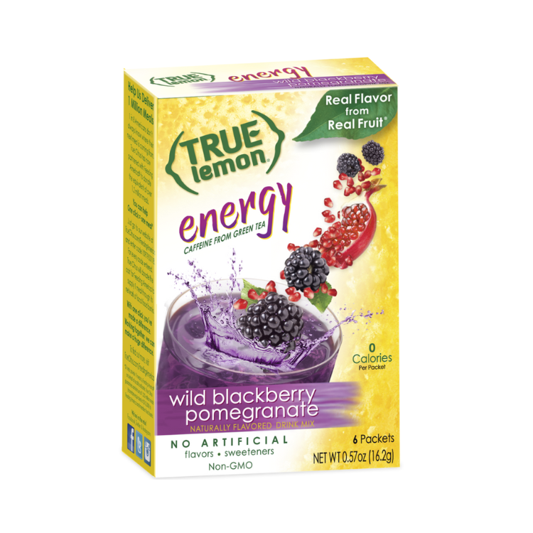 True Lemon Energy Naturally Flavored Drink Mix ZERO CALORIE Wild Blackberry Pomegranate