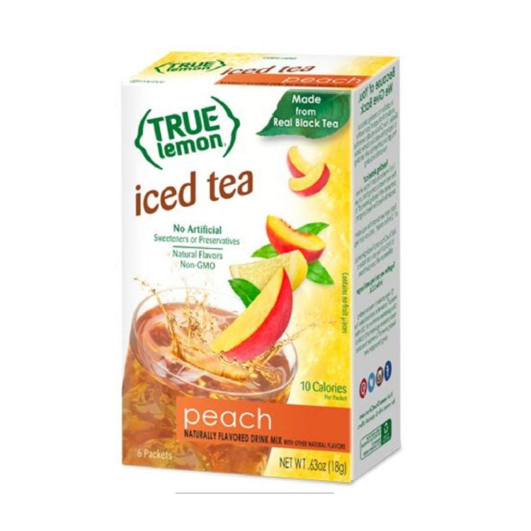 True Lemon Iced Tea Naturally Flavored Drink Mix ONLY 10 CALORIES Peach Iced Tea