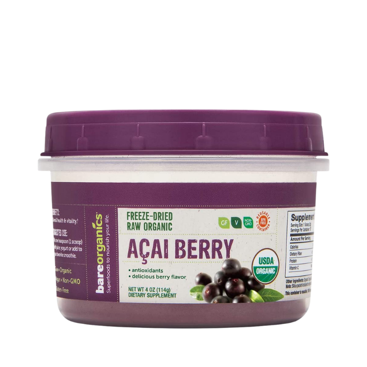 USA-Imported Raw Organic Acai Fruit Powder - 4oz - 114g