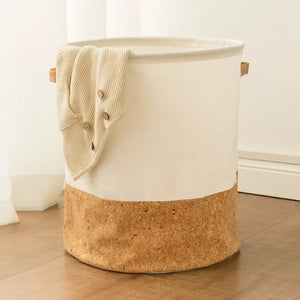 Kraft Paper Woodlike Laundry Basket Waterproof - Kraft & White